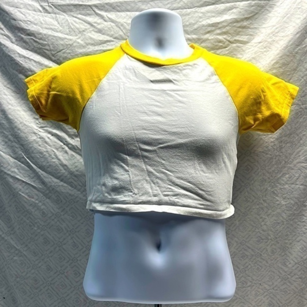ASOS petite size6 yellow white crop top